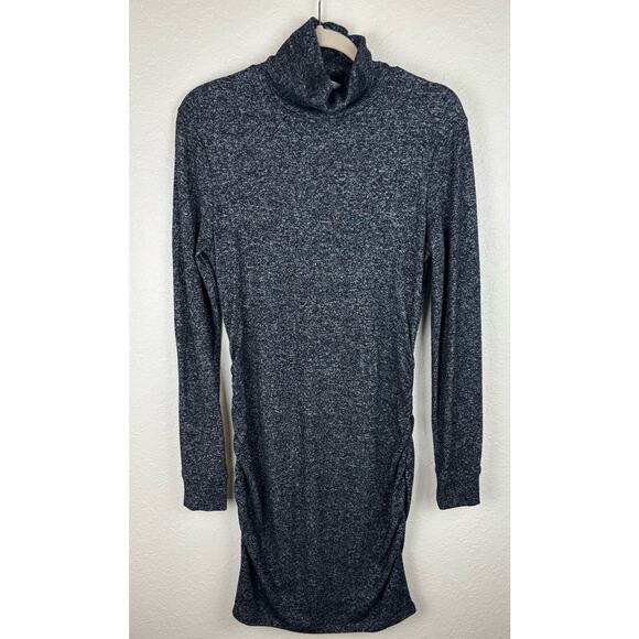 Athleta Malaga Turtleneck Ruched Gray Heathered Sweater Knit Dress Size Small - Picture 9 of 13